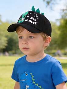 1 PC Black Dinosaur Boys Girls Baseball Cap, Cute T-Rex Print Summer Hat, 3D Spikes Dinosaur Tail Children Cap, Summer Outdoor Casual Kids Accessories - Multicolor - View 4