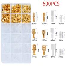 600pcs Quick Connect Terminals, 2.8/4.8/6.3mm Male/Female Blade Quick Connect Terminals With Insulated Sleeves Set - 600PCS - View 1