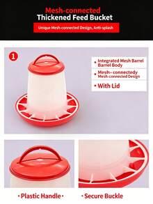 Automatic Chicken Feeder And Waterer Set, Large Capacity Poultry Feeding And Watering Equipment, Anti-Spill Feeder And Water Trough Supplies, Suitable For Chickens, Quails, Pigeons, Ducks And Farm Birds - Multiple Styles - View 6