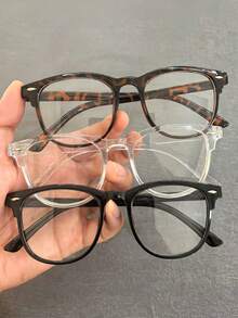 Unisex Glasses, Computer Reading/Gaming/TV/Phone Glasses, Multiple Colors Available (Black Glasses, Leopard Print Glasses, Transparent Glasses) - Multicolor - View 4