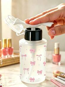 Bow Tie Pattern Nail Polish Remover Bottle, Suitable For Nail Polish Remover - Refillable Travel Packaging Bottle, Suitable For Home, Salon, And Travel Use. Dome Design, Hand Wash Only, Reusable , Makeup Remover Bottle, Travel Essentials - Multicolor - View 1