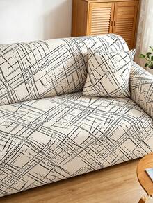 1pc Full Coverage Sofa Cover, Modern Style Polyester Fabric, Machine Washable, All-Season Use - Beige - View 3