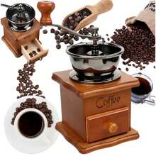 Manual Traditional Wooden Coffee And Pepper Grinder, Strong - Brown - View 2