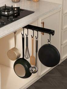 1 pieza Estante de ganchos moderno para gabinete - Estante de ganchos de almacenamiento de cocina montado en la pared de fácil instalación, ganchos de cocina, estante colgante multifuncional, estante de almacenamiento de utensilios de cocina para el hogar - Perchero - Ver 6