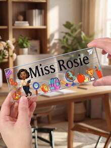 Customized Photo Cartoon Teacher Acrylic Desktop Nameplates, 1/3/5-Piece Sets, Classroom Desktop Decoration Gifts For Teacher's Day, Suitable For Graduation Season, New Teacher Induction Ceremony, Teacher's Day, And School Commendation Activities. - Multicolor - View 11