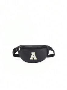 1pc Girls Cute Crossbody Waist Bag Shoulder Bag With 26 A-Z Letters, Suitable For Daily, Outdoor, Travel, Hiking, Portable Use, Ideal Gift Choice - Black - View 7