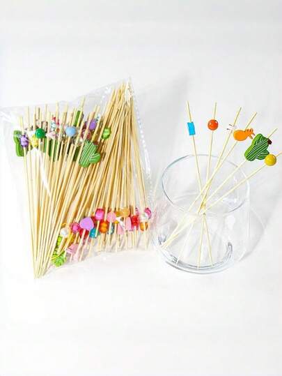 1/50/100 buah Tusuk Anggur Serbaguna Kreatif Lucu 12cm/4.72in Tusuk Dekorasi Buah dan Koktail, Cocok untuk Bar, Restoran, Pesta Tema, Makanan Penutup, Dekorasi Kue dan Piring Buah, Tusuk Gigi, Pernikahan, Tusuk Koktail Kayu Ulang Tahun, Pesta