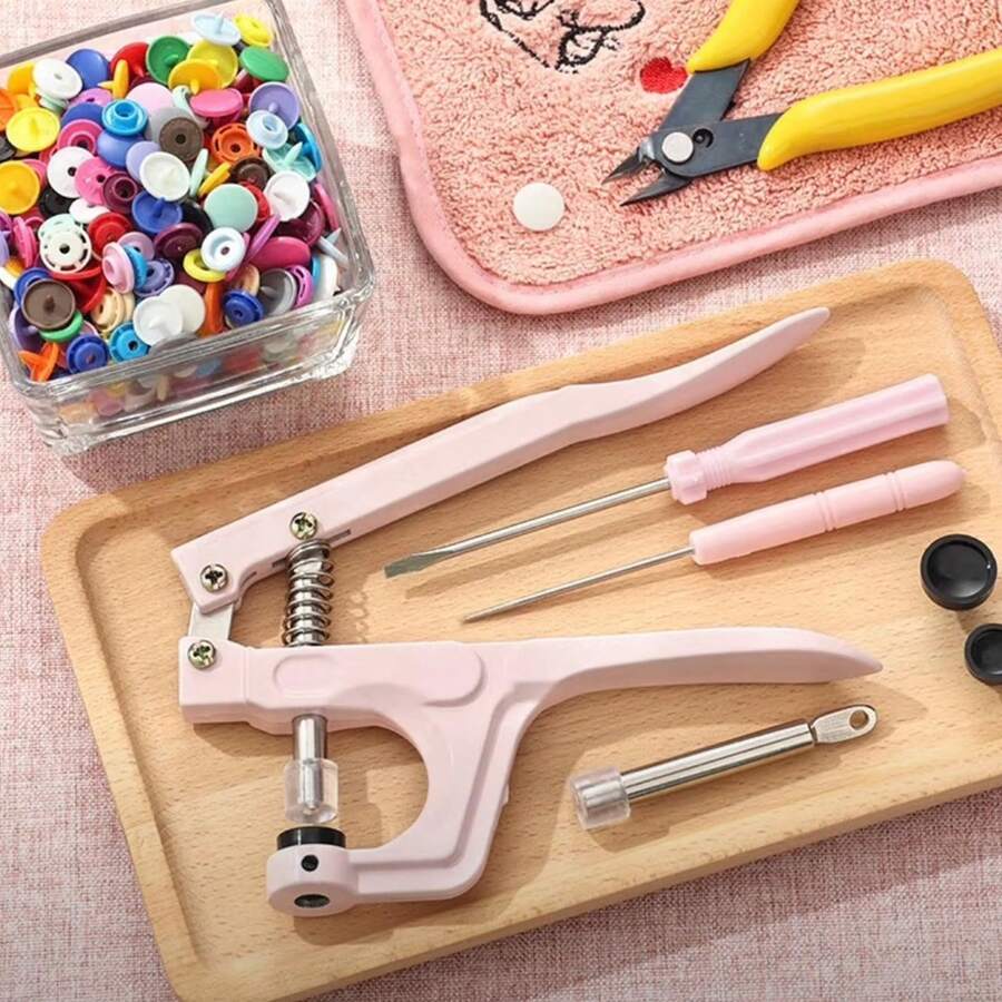 1 Set Plastic Snap Button Pliers, Handheld Tool For T3 T5 T8 KAM Snap Buttons, Button Fastener Pressing And Punching Tool For Handicrafts And Clothing - A - View 1
