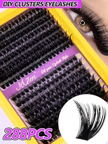 288 رموش صناعية متجمعة D-Roll، 16 صف بأطوال مختلطة 9-16 مم، سمك 80D&100D، رموش فردية ناعمة وخفيفة الوزن، مناسبة للمبتدئين، مناسبة للمكياج اليومي ومكياج الحفلات، مجموعات ليزر، رموش عين القطة، رموش مانجا - D - مشاهدة 9