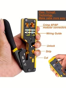 1pc Multi-Function Network Cable Stripper And Cutter - Metal Electrician Tool, Easily Crimp, Cut And Strip, Repair, RJ45 Cable Stripper - A - View 7