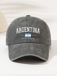 1件時尚極簡水洗棒球帽「ARGENTINA」印花圖案，送給家人與朋友的禮物，四季通用裝飾風格，美式復古運動風，男女通用必備時尚單品 - 阿根廷 - 查看 10