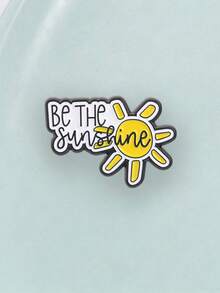 Be The Sunshine Enamel Pin Positive Quote Yellow Sun Lapel Brooch Inspirational Backpack Decor Gift - Yellow - View 6