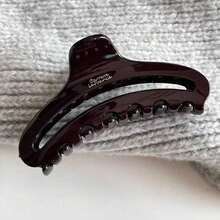 1pc/2pcs Large Hollow Hair Claw Clips - Glossy Black & Dark Brown Non-Slip Hair Clamps, Strong Hold Hair Accessories For Thick Hair & All Hair Types - Multicolor - View 6