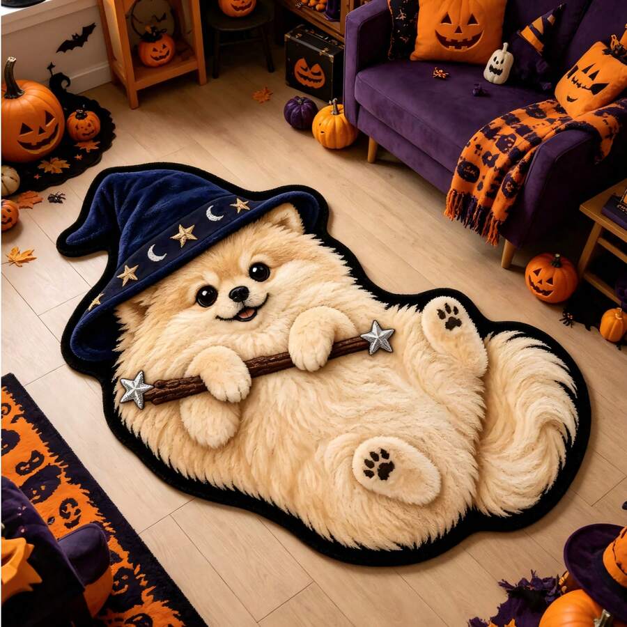 1pc Yellow Dog Area Rug, Living Room Carpet, Carpet, Living Room Area Rug, Small Area Rug, Mat, Home Decor, Large Living Room Carpet, Round Carpet, Living Room Home Decor, Room Decor, Washable Carpet, Graduation Gift - Yellow Dog - View 1