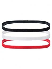 3pcs Non-Slip Silicone Sports Thin Hairbands, High Elasticity Anti-Slip Fitness Hair Ties, 1cm Narrow Running Yoga Sweat-Absorbing Headbands, Multi-Color Outdoor Fitness Sweat-Absorbing Headbands - Sky Blue, Deep Blue, Red - View 7