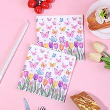 20/40/60 Piezas,Servilletas Desechables con Mariposas y Tulipanes de Acuarela,Servilletas de Cóctel con Estampado Floral de Jardín de Primavera,Servilletas de Mesa de 2 Capas Gruesas,Ideales para Picnics de Primavera,Té de la Tarde en el Jardín,Fiestas de Cumpleaños,Baby Showers,Bodas & Decoración de Mesa de Postres - Multicolor - Ver 6