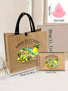 Bolsa de lino con estampado creativo de limón & letra, bolso de compras cuadrado amarillo, bolsa de almacenamiento casual de gran capacidad, bolsa reutilizable para comestibles para hombres & mujeres maestros, bolsa organizadora, bolsa de maquillaje, bolsa de playa para trabajo, viaje & uso diario, bolsa de hombro ligera con bolsillo para monedas, diseño novedoso, regreso a la escuela, graduación, Día de la Madre, Día de San Valentín, regalo de cumpleaños - Multicolor - Ver 11