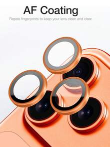 3 Paquetes - Naranja - Protector de Lente de Cámara Compatible con iPhone 17 Pro/Pro Max [Lente AR], Tapa de Lente, Recubrimiento AF/AR, Estructura Óptica de 7 Capas, Se Ajusta Perfectamente al Body, Accesorio para Teléfono, Compatible con Fundas de Teléfono. - Naranja Quemada - Ver 5