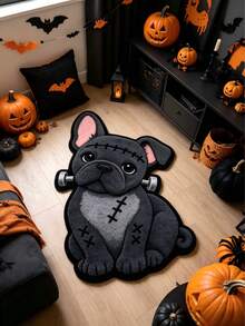 1pc Black Dog Rug, Living Room Carpet, Carpet, Living Room Area Rug, Small Area Rug, Mat, Home Decor, Large Living Room Carpet, Round Carpet, Living Room Home Decor, Room Decor, Washable Carpet, Graduation Gift - Black Dog - View 2