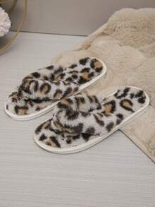Sandal Bulu Lembut Wanita, Sandal Jepit Dalam Ruangan Musim Dingin yang Nyaman dengan Motif Leopard Acak, Ukuran Lebih Kecil Satu Ukuran, Silakan Beli Satu Ukuran Lebih Besar - Motif macan tutul - View 7