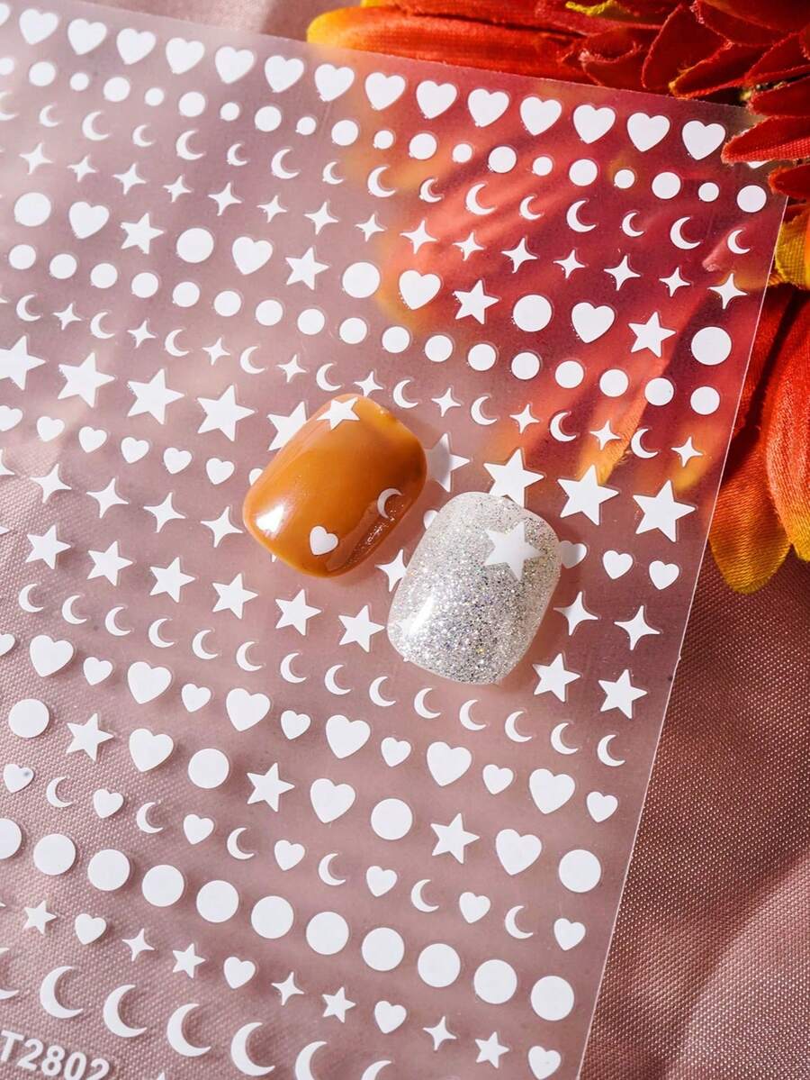 1片黑色月亮美甲貼紙滑片，夏季自黏式美甲裝飾貼紙，Y2K風格美甲貼紙，DIY美甲裝飾，送給女性朋友的美甲貼紙禮物 - 彩色 - 查看 1