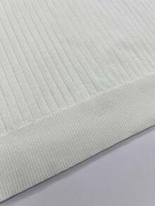 Men's Vertical Ribbed Texture V-Neck Knit Polo Shirt, Summer Slim Fit Flattering Mature Style Premium Breathable Versatile Short Sleeve Knit Top - White - View 5