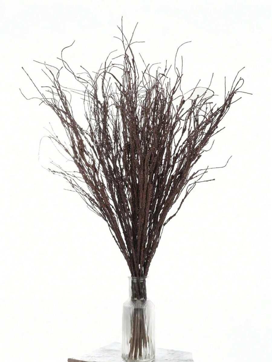 5/2/1 Stück künstliche schwarze lockige Weidenzweige, 76cm dekorative trockene Zweige, biegsame künstliche Holzstäbe, Retro-Rebenzweige, geeignet für Raumdekoration, DIY-Vase, künstliche Blumendekoration, Außengarten, Hotel, Büro, Bauernhaus, künstliche Pflanzen