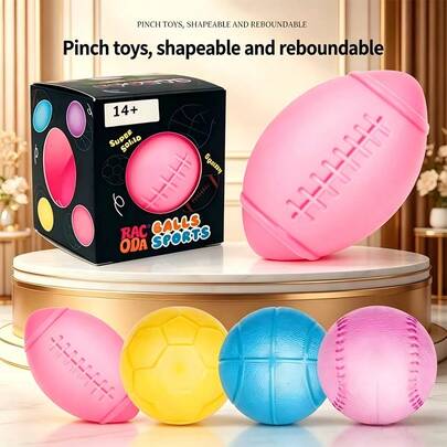 1pc Squishy Maltose Squeeze Toy, 4 Solid Color Ball Designs (Soccer, Basketball), Stress Relief Toy, Fun Entertainment For Office Workers And Teenagers, Sensory Toy, Suitable For Office And School, Quietly Release Frustration