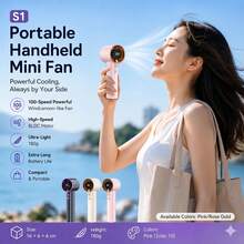 Pink Portable Handheld Mini Fan With Rose Gold Rhinestone Bezel, Adjustable Personal Air Cooler Digital Display, USB Rechargeable Pocket Fan For Home Office Outdoor, Charging With Original Included Cable - Watermelon Pink - View 6