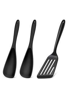 1/2/3pcs Silicone Cooking Spoon And Silicone Spatula Set, Slotted Turner, Suitable For Stirring, Scooping And Scraping, Silicone Fish Turner, Suitable For Non-Stick Cookware, Suitable For Cooking And Serving, Durable Non-Stick Kitchen Utensil Set, Kitchen Turner - Multicolor - View 5