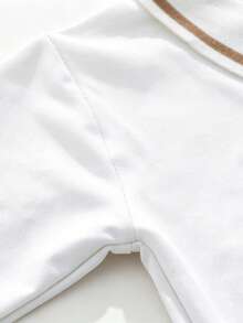 2件組兒童春秋刺繡熊領長袖上衣與長褲套裝 - 白色 - 查看 5