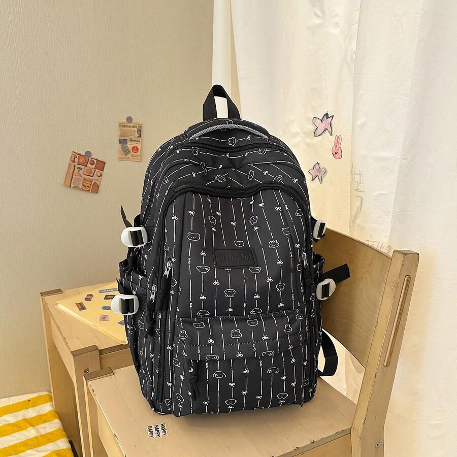 LECEY Mochila de gran capacidad para estudiantes de secundaria, preparatoria y universidad para mujeres - Negro - Ver 1