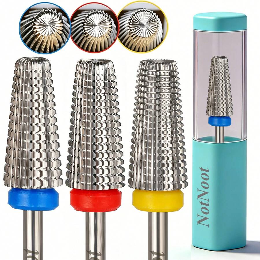 NotNoot 3/32" Carbide Nail Drill Bit - 5 In 1 Cuticle Drill Bits For Nails, Gel Remover Drills Bit, Professional Nails File Bits For Old Skin And Nails, Manicure Pedicure Gel Polishing, Right Hand Use - Silver - View 1