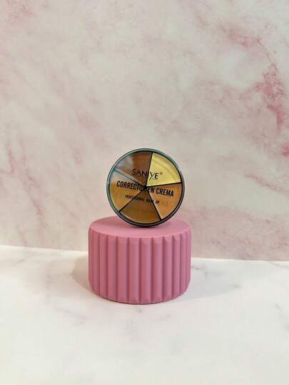 Paleta de Corrector en Crema Multitonos Circular para Mujer - Cosmético Perfeccionador Facial Confortable de Alta Cobertura - Estuche de Maquillaje Diario con Acabado Sedoso Limpio