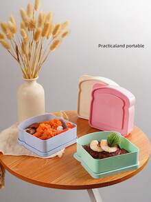 1pc Reusable 1-Compartment Sealed Bento Box, Portable Leak-Proof Food Container With Lid, Suitable For School, College, Office, Camping And Picnic, Practical Campus And Kitchen Storage Accessory - Multicolor - View 3