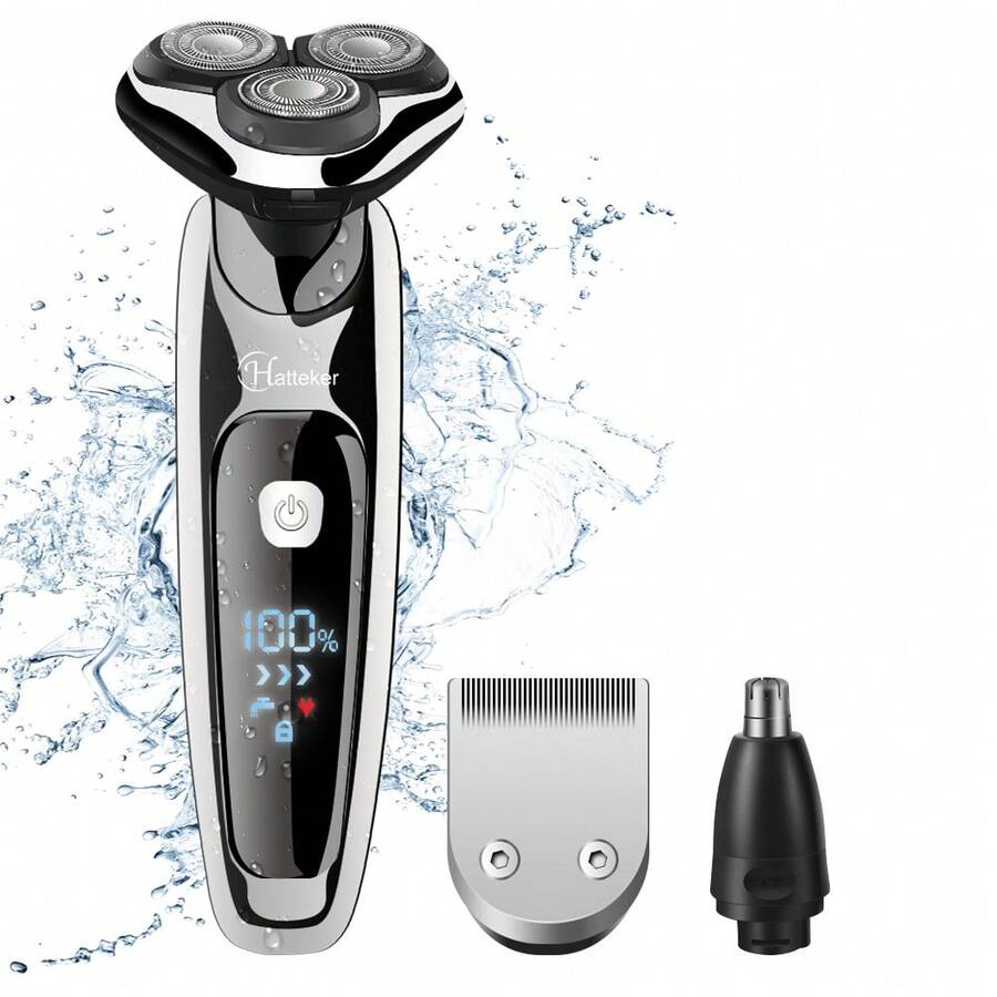 Hatteker 1pc Multifunctional 3-In-1 Electric Shaver Hair Clipper Nose Trimmer Men's Grooming Kit - Black - View 1
