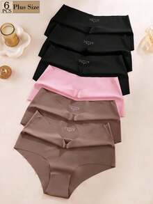 Aofeiqike 6pcs Plus Size Women Solid Color Casual Daily Wear Triangle Panties - Multicolor - View 15