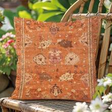 1pc Bohemian Vintage Carpet Retro Pattern Cushion Cover, Single-Sided Printed Skin-Friendly Peach Skin Velvet Material, 45*45CM/18*18inch Pillowcase For Room Decoration, Modern Fabric Sofa Indoor Decor, Party Decoration, Gift Giving - Multicolor - View 7