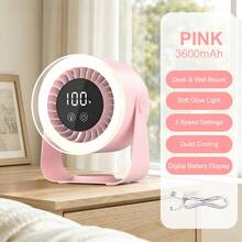 USB Rechargeable Quiet Desktop Fan, 3-In-1 Desktop Wall-Mounted Fan Light With 3600mAh Battery Capacity, LED Battery & Wind Speed Display, 3-Color Adjustable Light, 0-10 Adjustable Wind Speed, 180° Tilting Head, Suitable For Study, Office, Bedroom, Dorm, Kitchen, Living Room - 1 Pc - View 10