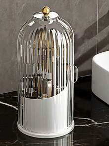 Multifunctional Rotating Storage Box With Sliding Cover Toothbrush Holder, 360° Rotating Storage Organizer, Dust-Proof Bathroom Vanity Storage Box, Multi-Compartment Storage For Toothbrushes, Toothpaste, Makeup Brushes And Other Items, Fashionable Storage Organizer, Fashionable Design With Transparent Door, Efficient Toothbrush Storage Rack, Perfect For Multiple Scenarios, Multi-Purpose Storage - Multicolor - View 12