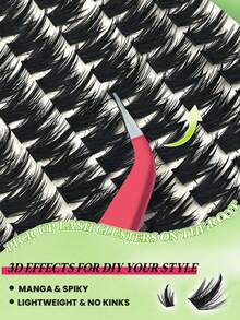 FQBFQB 2Boxes,Lashes With Spikes,9-18mm Length Mixed, Fairy Lashes Lash Clusters, Thick Single Lash For DIY Pointed Tip Lash Extension, Cartoon Lash Extension, Dense Lashes - D - View 4