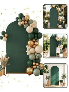 1pc Deep Pine Green Arch Backdrop Cover, 80*180cm Solid Color Wedding Party Backdrop, Polyester Elastic Fit Wedding Arch Cover, Wedding Decoration, Birthday, Baby Shower, Bridal Shower Backdrop Decoration, Outdoor Garden Celebration Banquet Decoration (Frame Not Included), Photo Backdrop Decoration, Combine With Balloons Decoration, Merry Christmas Backdrop Decoration - Dark Pine Green - View 3