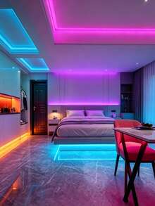 臥室 LED 燈條，3.28英尺 (1 捲) ~ 98.42英尺 (2 捲) RGB LED 燈條，附紅外線 44 鍵遙控器，USB 5V LED 燈條，附背膠，可調色，臥室派對裝飾 - 3535RGB - 查看 7