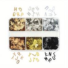6格金屬色英文字母樹脂亮片亮粉，適用環氧樹脂填充，秋季裝飾矽膠模具製作DIY手工藝 - 咖啡棕 - 查看 4