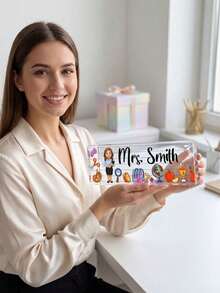Customized Photo Cartoon Teacher Acrylic Desktop Nameplates, 1/3/5-Piece Sets, Classroom Desktop Decoration Gifts For Teacher's Day, Suitable For Graduation Season, New Teacher Induction Ceremony, Teacher's Day, And School Commendation Activities. - Multicolor - View 4