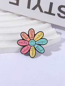 Cute Self Love Enamel Pin - Affirmation Flower "You Are Loved & Enough" Brooch For Bag & Jacket - Multicolor - View 6