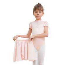Girls Chiffon Wrap Ballet Skirt, Young Girl Professional Dance Skirt With Elastic Waist & Ties, For Dance Class, Gymnastics - Pink - View 7