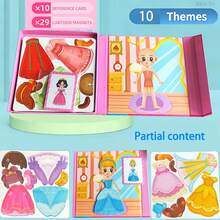Children's Magnetic Princess Dress-Up Busy Book, 10 Theme Educational Activity Book, Creative Magnetic Matching Game, Suitable For Toddlers 3 Years And Above - Multicolor - View 2