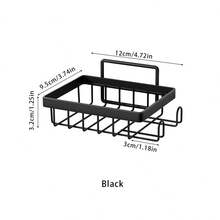 Drill-Free, Self-Adhesive Draining Storage Rack Suitable For Kitchen Sinks And Bathrooms. It Holds Cleaning Sponges, Cloths, And Soap, While Side Hooks Allow For Hanging Brushes And Peelers-Or Bathroom Items Like Hair Ties And Bath Poufs. - Black - View 13