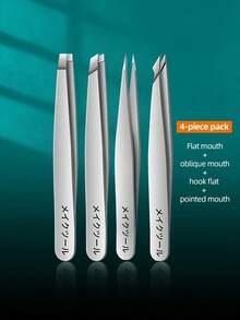 4pcs Stainless Steel Tweezers For Eyebrow Removal, Splinters, Blackheads, Slanted Pointed Tip - Multicolor - View 5